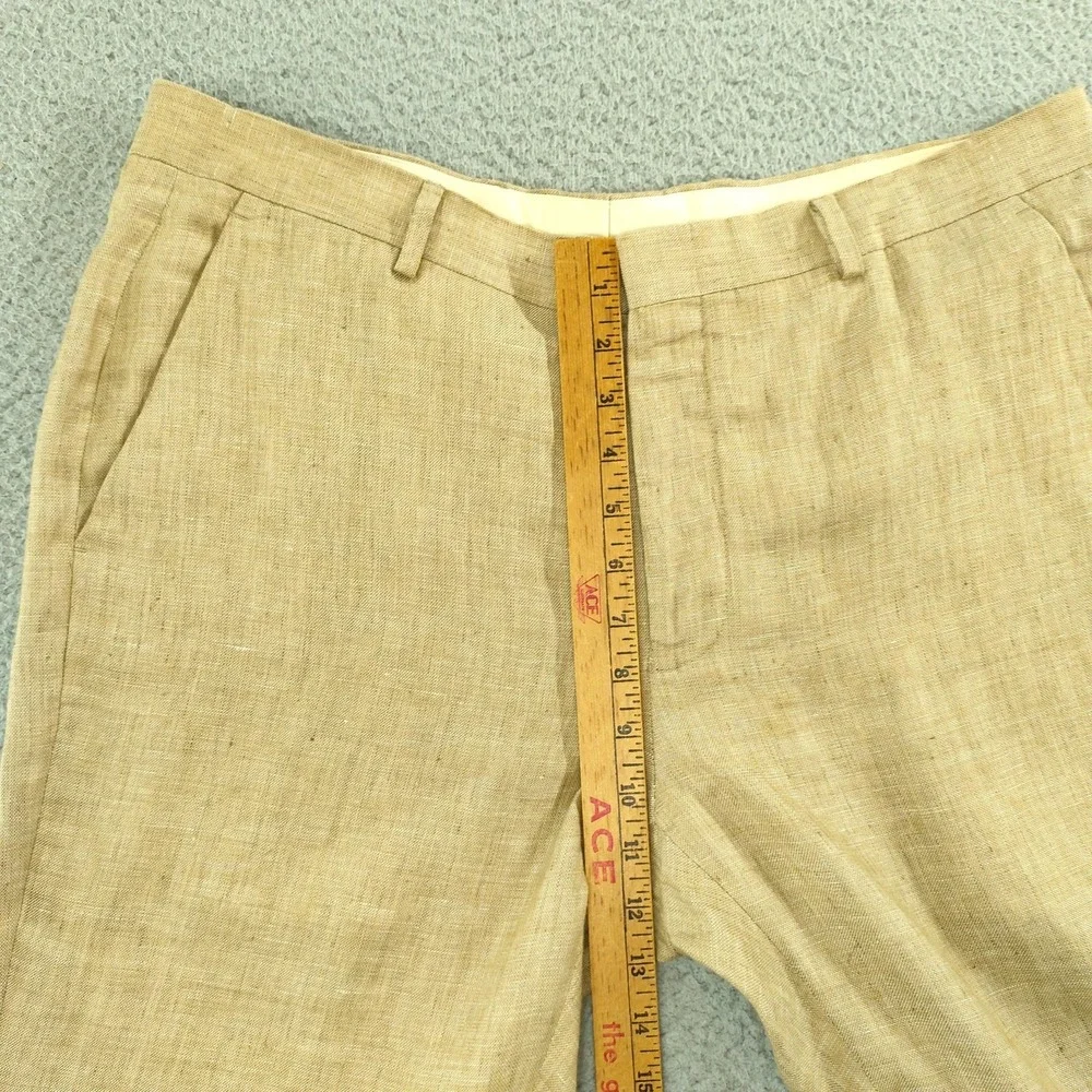 Murano Baird McNutt Linen Dress Pants Mens 36x32 Beige Pleated Front Trousers